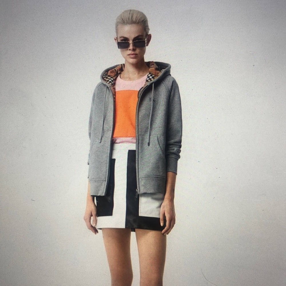 Vintage Check Detail Jersey Hooded Top